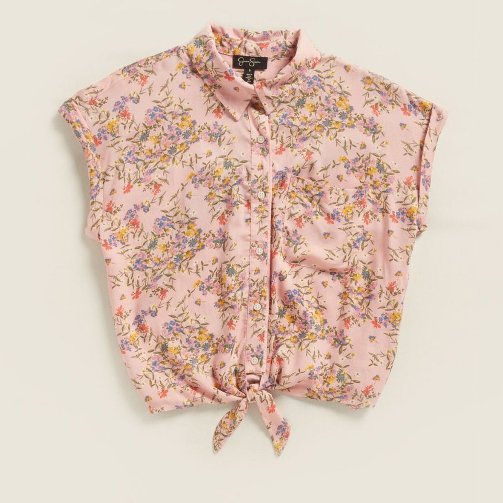 Jessica Simpson Robyn Printed Tie-Front Top